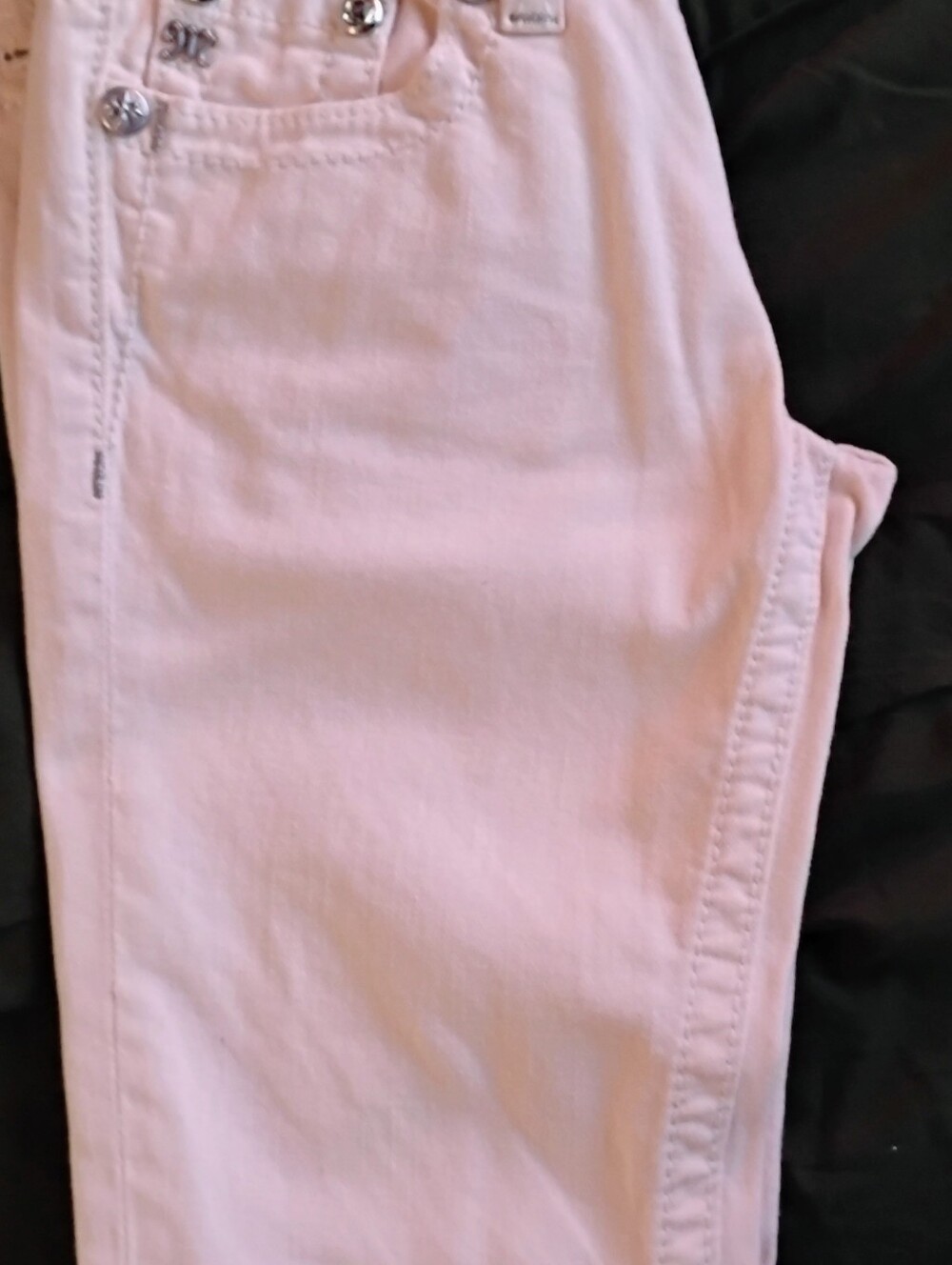 Miss Me Pale Pink Skinny Jeans with Jeweled Accents - Picture 4 of 7